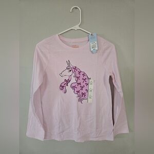 Cat & Jack Light Pink Unicorn Long Sleeve Tee Girls Large